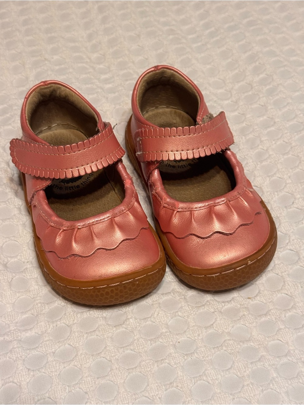 Livie & Luca Pink Mary Jane Shoes with Scalloped Strap